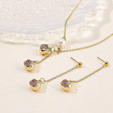 Brass Micro Pave Chocolate Cubic Zirconia Charms, Pomegranate, Real 18K Gold Plated, 10.5x10x7mm, Hole: 1.4mm, 6pcs/box
