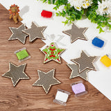 DIY Cross-Stitch Kits, Including Wooden Needlecraft Cross-stitch Embroidered Pendant Blanks, Embroidery Cord, ABS Plastic Knitting Needles, Polyester Ribbon, Star: 75x74.5x3.5mm, 16pcs