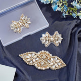 3Pcs 2 Style Hotfix Rhinestone, Iron on Patches, Dress Shoes Garment Decoration, with Plastic Pearl Beads, Flower, Crystal, 3pcs/box