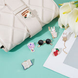 7Pcs 7 Style Rabbit & Cat & Sunglasses & Book Enamel Pins, Light Gold Plated Alloy Badges for Backpack Clothes, Mixed Color, 19.5~78x19.5~43x1.9~2.3mm, 1Pc/style