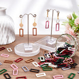 140Pcs 7 Colors Wood Pendants, Dyed, Hollow Rectangle Charms, Mixed Color, 30.5~31x14.5~15x2.5~3mm, Hole: 1.5mm, 20pcs/color