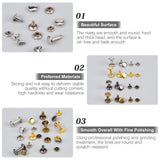 Double Cap Iron Rivets & Install Tool Sets, with Fixing Tool, Pliers, Mixed Color, Rivet: 9~16.5x6~8mm, Hole: 2~3mm, 4 colors, 3 sizes, 30sets/color, tatal 360sets