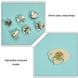 7Pcs 7 Style Dragon & Cat & Bird & Fox Enamel Pin, Light Gold Alloy Animal Badges for Clothes Backpack, Black, 26.5~30.5x27~32x1.5mm, 1Pc/style