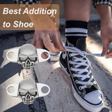 1 Pair Detachable Brass Shoe Decoration, Halloween Skull Shoe Lace Charm, Antique Silver, 15.5x25x6mm, Hole: 4mm
