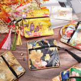 10Pcs 10 Colors Retro Square Cloth Zipper Pouches, with Tassel and Flower Pattern, Mixed Color, 11.5x11.5cm, 1pc/color