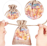 Cotton Packing Pouches, Drawstring Bags, with Organza Ribbons, Tan, 14~15x10~11cm, 20pcs/set