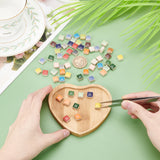 Square Porcelain Cabochons Sets, with Heart Bamboo Base, Mosaic Tiles for Arts DIY Crafts, Colorful, 96x106.5x10mm, Inner Diameter: 81x97mm; Square: 9.5x9.5x6mm