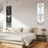 Moon & Sun Pattern Polyester Decorative Wall Tapestrys, for Home Decoration, with Wood Bar, Rope, Rectangle, Insect Pattern, 1300x330mm, 2pcs/set