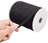 Polyester Cord, Twisted Cord, Black, 5mm, about 18~19yards/roll(16.4m~17.3m/roll)