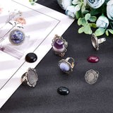 12Pcs DIY Natural Gemstone Finger Ring Making Kits, Including Alloy Adjustable Iron Finger Ring Components Alloy Cabochon Bezel Settings and 6 Styles Cabochons, Antique Silver, Size 7, 17mm