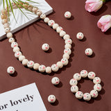 Printed Wood European Beads, Large Hole Beads, Round with Smiling Face Pattern, BurlyWood, 21.5x20.5mm, Hole: 5mm