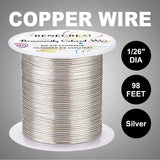 Round Copper Wire, for Wire Wrapped Jewelry Making, Silver, 18 Gauge, 1mm, about 98.42 Feet(30m)/roll