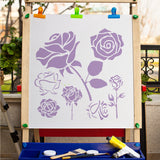 Plastic Drawing Painting Stencils Templates, Square, Rose Pattern, 30x30cm