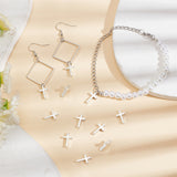 20Pcs Brass Tiny Cross Charms, Long-Lasting Plated, 925 Sterling Silver Plated, 13x8.5x2mm, Hole: 0.5mm