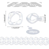 Transparent Acrylic Linking Rings, Quick Link Connectors, with Glitter Powder, Twisted Square, Clear, 17x16x4mm, 300pcs/bag