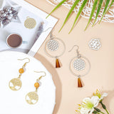 36Pcs 9 Style Brass Pendants, Filigree Pendants, Flat Round & Flower, Mixed Color, 4pcs/style