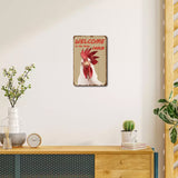 Iron Sign Posters, for Home Wall Decoration, Rectangle with Word Welcome to the Funny Farm, Rooster Pattern, 300x200x0.5mm