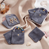 Velvet Jewelry Flap Pouches, Envelope Bag with Snap Button for Earrings, Bracelets, Necklaces Packaging, Square, Gray, 8x7.9cm