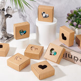 Kraft Paper Box, Square with Heart Pattern, BurlyWood, 7.65x7.75x3.1cm