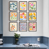 Chemical Fiber Oil Canvas Hanging Painting, Home Wall Decoration, Rectangle, Floral Pattern, 250x200mm, 9pcs/set
