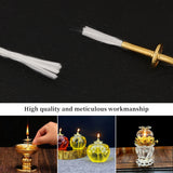 Replacement Fiberglass Torch Wicks, with Alloy Tube Holder, for Oil Lamp Alcohol Burner, Golden, 5~5.5x1cm, about 10pcs/bag