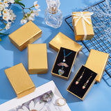 Rectangle Cardboard Paper Jewelry Set Boxes, Jewelry Case with Sponge Inside for Necklace Rings Earrings Storage, Goldenrod, 8.1x5.1x3.1cm