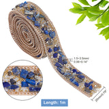 Hotfix Crystal Resin Rhinestone, with Curb Chains Edging, Hot Melt Adhesive on the Back, Costume Accessories, Blue, 1000x20x1.5~3.5mm