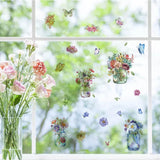 8 Sheets 8 Styles PVC Waterproof Wall Stickers, Self-Adhesive Decals, for Window or Stairway Home Decoration, Rectangle, Flower, 200x145mm, about 1 sheets/style