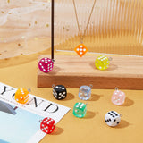 40Pcs Opaque & Transparent Epoxy Resin Pendants, with Platinum Plated Iron Loops, Cube with Dice, Mixed Color, 23x19x19mm, Hole: 2mm