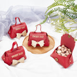 Foldable Imitation Leather Wedding Candy Magnetic Bags, with Bowknot and Word SWEET DAY, FireBrick, Finish Product: 7x13x8cm