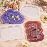 2Pcs 2 Style DIY Display Tray Silicone Molds, Resin Casting Molds, Cloud/Wavy Rectangle, White, 118~120x165~166x16~17mm, 1pc/style