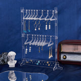 Transparent Acrylic Earring Hanging Display Stands, Clothes Hanger Shaped Earring Organizer Holder with 16Pcs Hangers, Clear, Finish Product: 15x5.88x25cm, 1 set/box