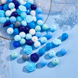 Food Grade Eco-Friendly Silicone Beads, Baby Chew Teething, Round & Rose, Mixed Color, 12~20.5mm, Hole: 2mm, 92pcs/set