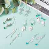 DIY Leaf Themed Earring Making Kits, Including Alloy & Iron & Brass Pendants, Glass Beads, Brass Cable Chains & Earring Hooks, Iron Findings, Silver