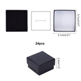 Cardboard Jewelry Boxes, with Black Sponge, for Jewelry Gift Packaging, Square, Black, 5.1x5.1x3.3cm