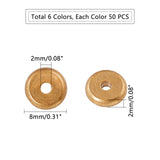 Flat Round Brass Spacer Beads, Barrel Plating, Mixed Color, 8x2mm, Hole: 2mm, 6 Colors, 50pcs/color, 300pcs/box