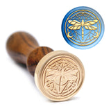 Brass Wax Seal Stamp with Handle, for DIY Scrapbooking, Dragonfly Pattern, 89x30mm