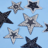 8Pcs 8 Style Star Glitter Hotfix Rhinestone, Iron on Patches, Dress Shoes Garment Decoration, Jet, 50~77x57~82x2~4mm, 1pc/style