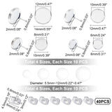 DIY Flat Round Stud Earrings Making Kit, Including 304 Stainless Steel Stud Earring Findings & Ear Nuts, Half Round Glass Cabochons, Stainless Steel Color, Earring Setting: 40Pcs/set