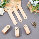 12 Sets PU Leather Door Handles, for Cabinet Door Straps Replacement Accessories, Gold, 141x24.5x2.5~8.5mm, Hole: 3.5~5mm, 24x7.5mm, 12sets