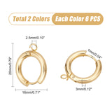 12Pcs 2 Color 201 Stainless Steel Huggie Hoop Earring Findings, with Loop and 316 Surgical Stainless Steel Pin, Golden & Stainless Steel Color, 20x18x3mm, Hole: 2.5mm, Pin: 1mm, 6pcs/color