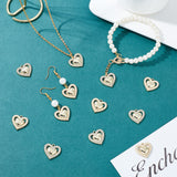 16Pcs 2 Style Alloy Pendants, with ABS Plastic Imitation Pearl  and Crystal Rhinestone, Heart, Light Gold, 18x19x4.5mm, Hole: 1.6mm, 8pcs/style