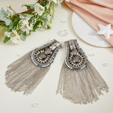 Detachable Iron Tassel Epaulettes, Punk Style Shoulder Badge, with Cloth Findings & Pin, Gunmetal & Platinum, 190mm, 2pcs/box