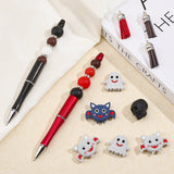 DIY Halloween Beadable Pen Making Kit, Inculidng Silicone Round & Bat & Brass Rhinestone Beads, Faux Suede Tassel Pendant, ABS Plastic Ball-Point Pen, Mixed Color, 176Pcs/bag