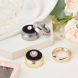 2Pcs 2 Colors Round Alloy Loose Diamond Storage Boxes, Gemstone Display Case with Clear Glass Window and Sponge Inside, Mixed Color, 3.2x1.7cm, 1pc/color