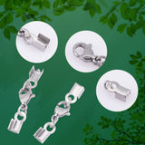 30 Sets 304 Stainless Steel Lobster Claw Clasps, with Cord Ends, Stainless Steel Color, 27mm