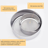 3 Pcs 3 Style 201 Stainless Steel Woven Wire Mesh Sieve, Round, for Laboratory and Home Kitchen Supplies, Stainless Steel Color, 102~150x42~52mm, Inner Diameter: 98~144mm, 1pc/style