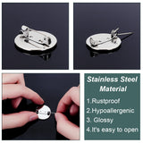 DIY Brooch Making, with Stainless Steel Brooch Findings, Back Bar Findings and Transparent Glass Cabochons, Flat Round, 60pcs/box