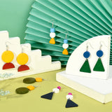 DIY Wooden Dangle Earring Making Kits, 44Pcs Triangle & Geometry Wood Beads & Pendants, Brass Jump Rings & Earring Hooks & Pins, Mixed Color, 16x15x5.5mm, Hole: 1.5mm, 114pcs/box