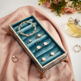 Beach Velvet Jewelry Presentation Tray, Jewelry Display Organizer Holder for Ring, Bracelet, Earring Showing, Medium Aquamarine, 21.8x11.9x5.4cm